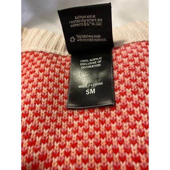 DC‎ Comics Harley Quinn Diamond Argyle Red Pink White Cardigan Size SM - Picture 9 of 9